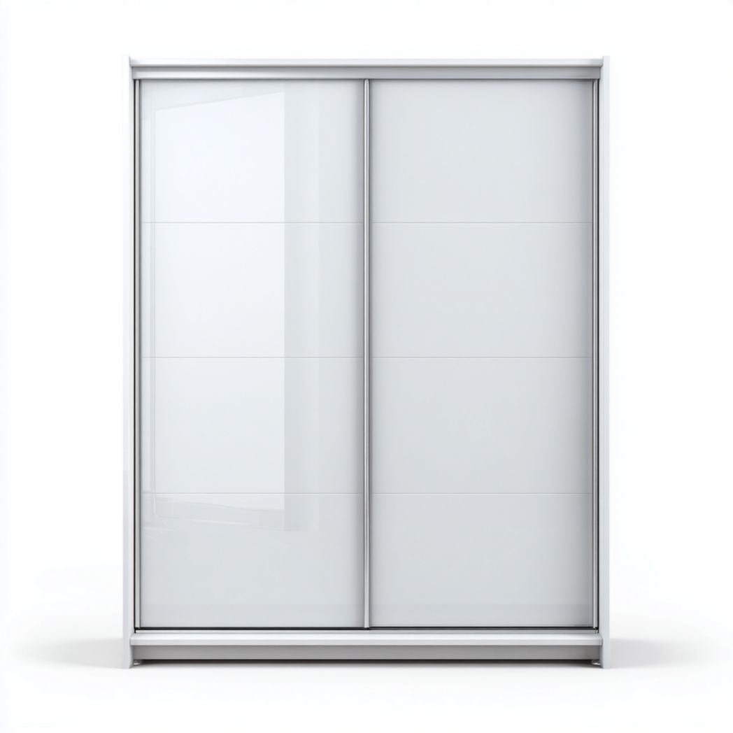 Armadio ad ante scorrevoli in metallo e vetro temperato bianco 150x60x200 cm